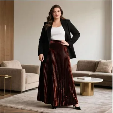 Rok Bludru Velvet Plisket Jumbo Big Size Skirt Premium Rok Panjang Wanita Dewasa Maxi Tebal XXL
