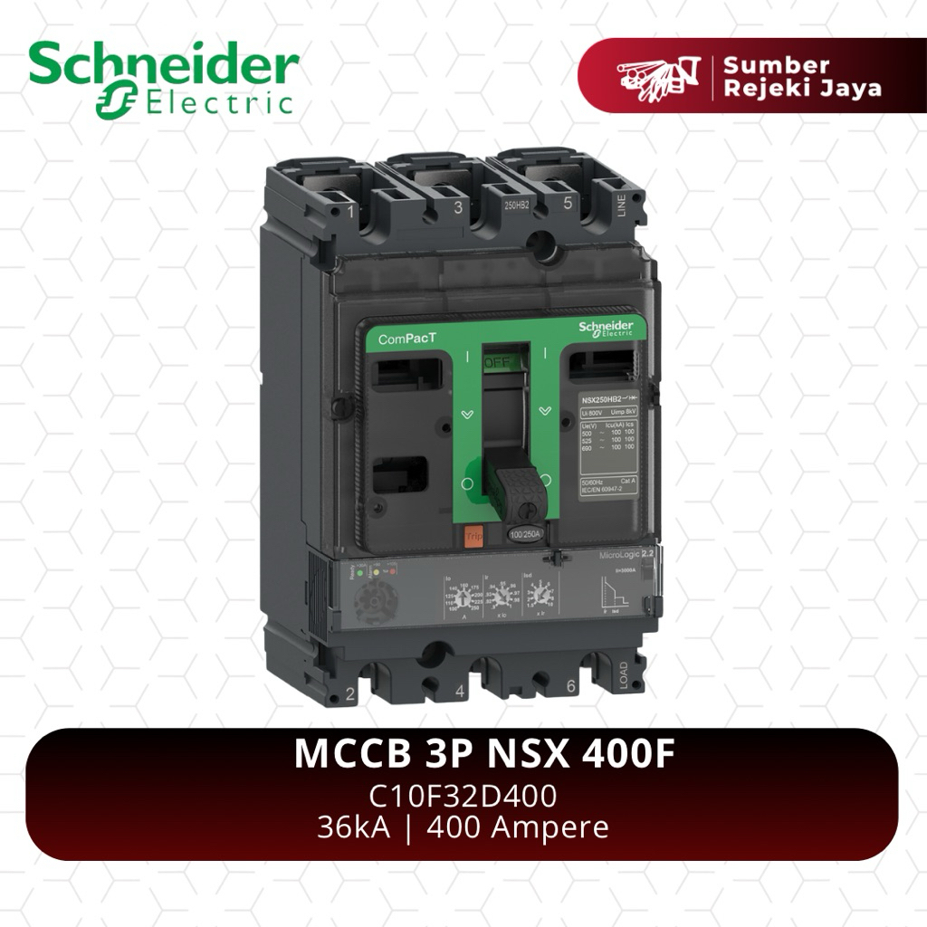 Schneider MCCB NFB Breaker NSX400F 3P 400A 36KA | TM400D C40F32D400