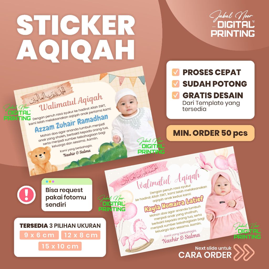 Jual Stiker Aqiqah/ Sticker Ucapan Syukuran Kelahiran Anak Bayi/Label ...