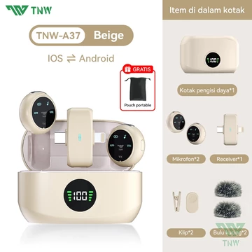 TNW A37 Mikrofon Nirkabel Lavalier Dengan Kotak Pengisi Daya Wireless Microphone Mikrofon Lapel