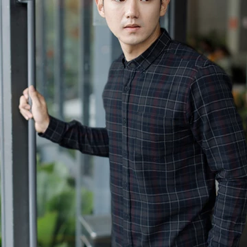OXCON Kemeja Flanel Cotton Navy Maroon White 2024