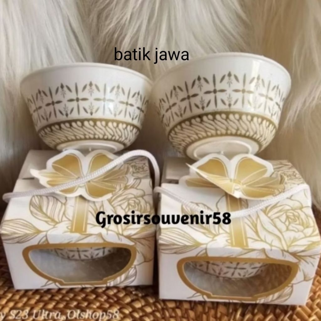 ( isi 50pcs ) MANGKOK BULAT BATIK COKLAT KEMASAN BOK TERPISAH