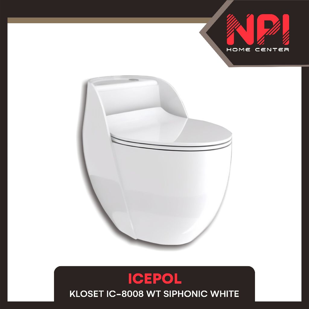Icepol - Closet / Kloset / Toilet Duduk IC 8008 WT One Piece Dual Flush Soft Close Siphonic AS 30 Toto