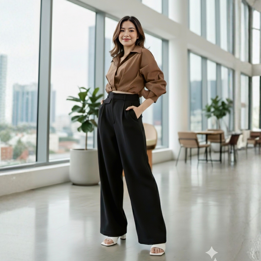 [Kaia] Oro Highwaist Loose Pants Premium Semiwool foto 4