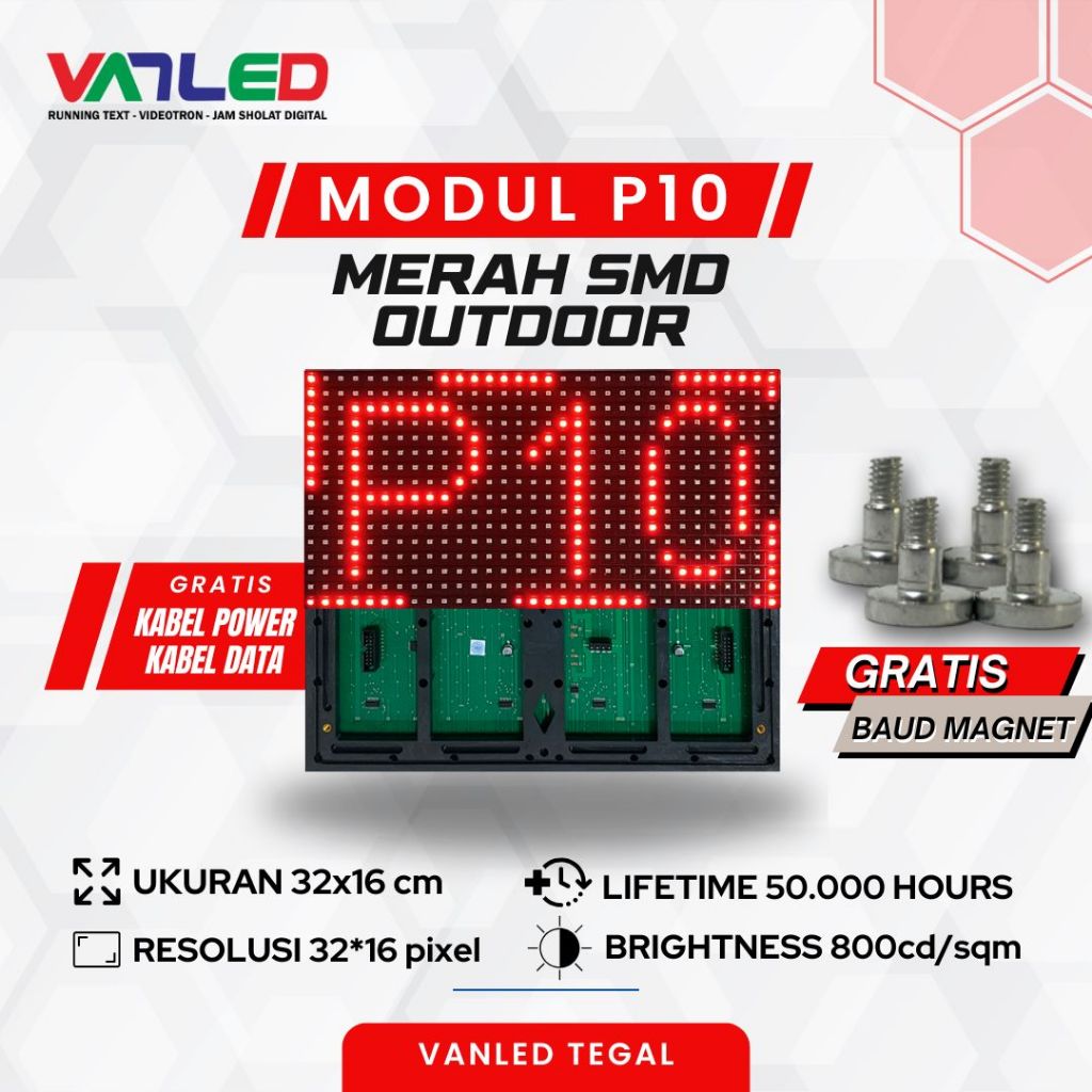 Jual Panel Modul Module Runnging Text P10 SMD Merah Putih Hijau Kuning ...