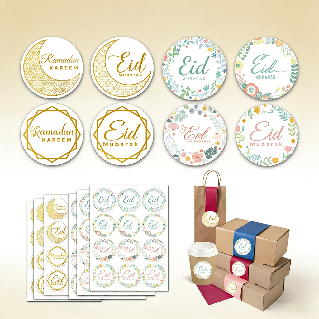 Jual Stiker Bulat Emboss Emas Stiker Bunga Bulan Kado Pembungkus Kado ...