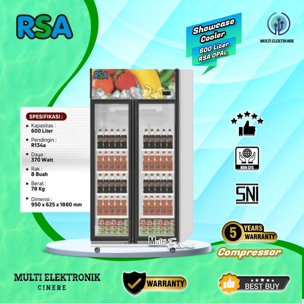 Jual Showcase RSA OPAL 2 Pintu - 600 Liter 8 RAK (4x2 Rak) | Shopee ...