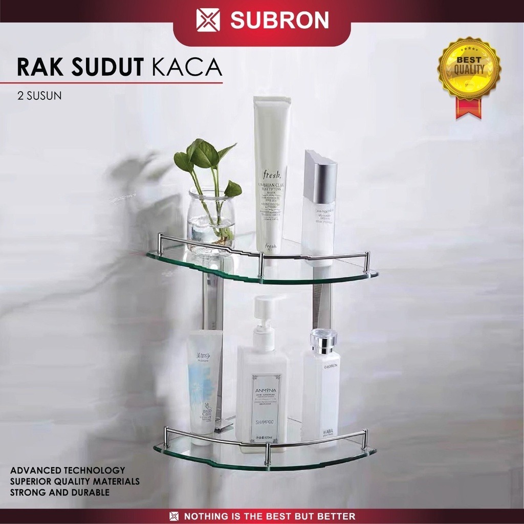 Jual 833-2 RAK KACA 2 SUSUN SUDUT STAINLESS SUBRON // RAK KACA KAMAR ...