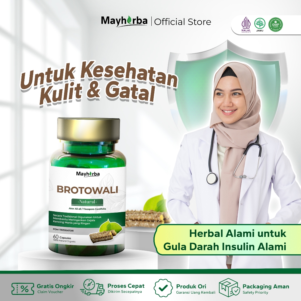 Mayherba Natural Brotowali  Herbal Alami untuk Gula Darah Insulin Alami untuk Kesehatan Kulit & Gatal