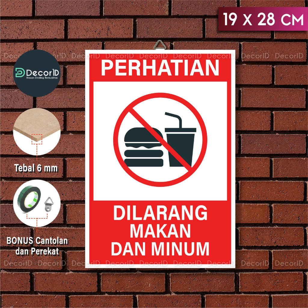 Jual Papan Tanda Simbol Peringatan Dilarang Makan Dan Minum Wall Decor ...