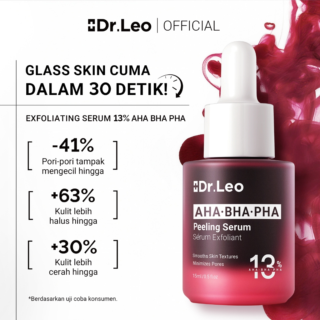 Dr.Leo Peeling Serum 13%  AHA BHA PHA - Exfoliasi Wajah Perawatan Kulit Jerawat, Mengatasi dan Mencerahkan Bekas, Cocok Semua Jenis Kulit 15mL
