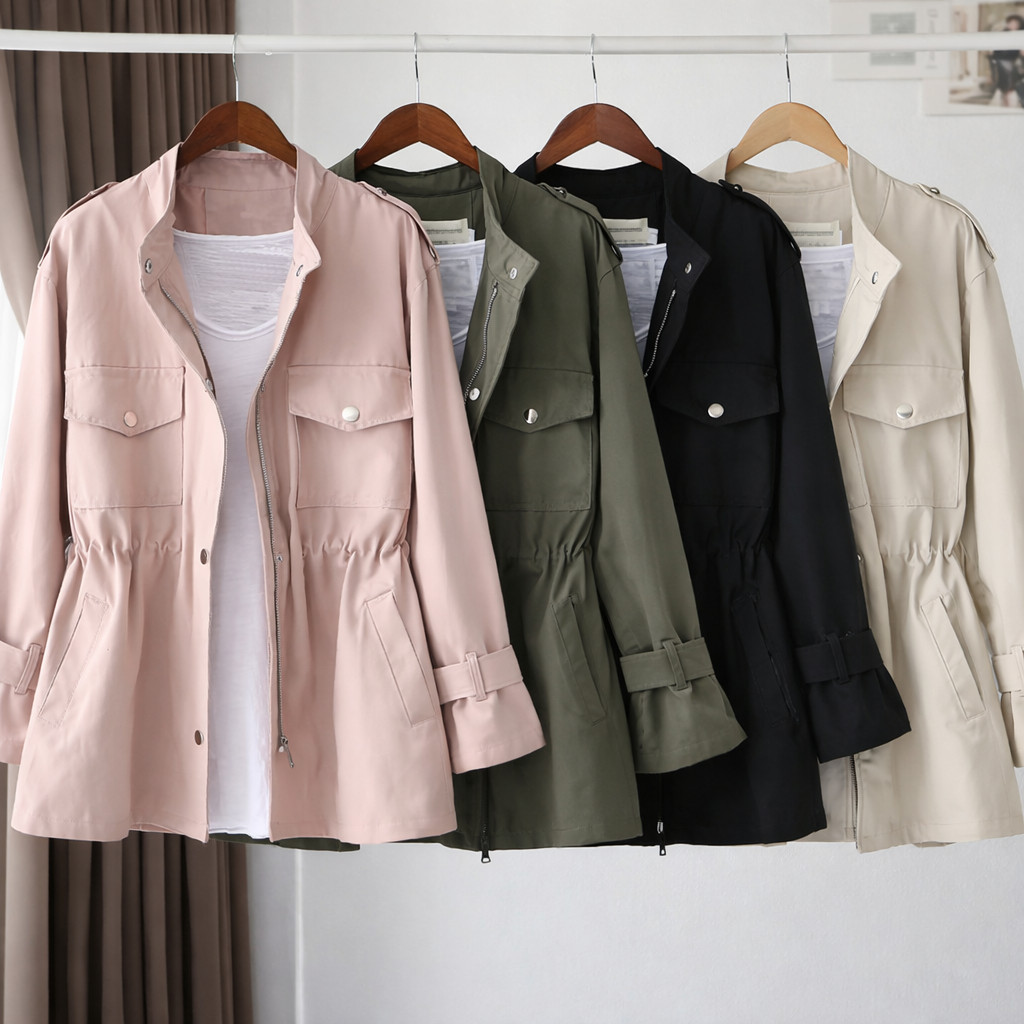 Vallina Outfit Veranda Button Zipper Parka Jaket Wanita Canvas Premium Outerwear Remaja Korean Style