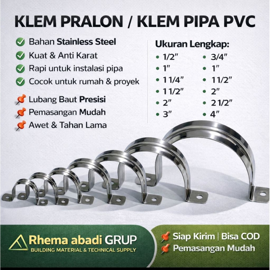 Jual KLEM PRALON GALVANIS 4 - 1/2 Inch HARGA PER PCS | Shopee Indonesia