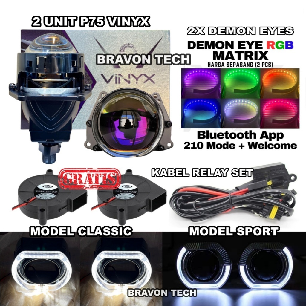 Jual Paket Lengkap Double Biled Vinyx P75 Gen 2 3 inch Purple Lens 75 ...