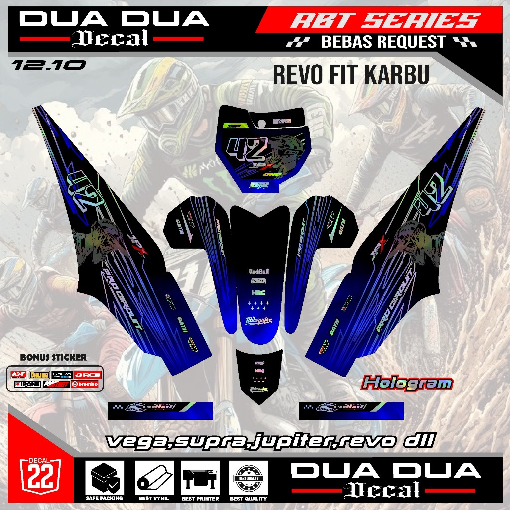 Jual (COD) Sticker Striping REVO FIT KARBU HOLOGRAM MOTOR RBT BEBEK ...