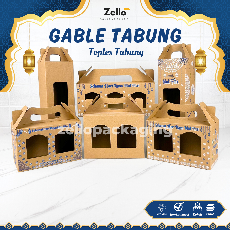 Box Toples Tabung Gable Jinjing Kotak Idul Fitri Motif Polos Lebaran Ukuran 300 600 800 1000 1300