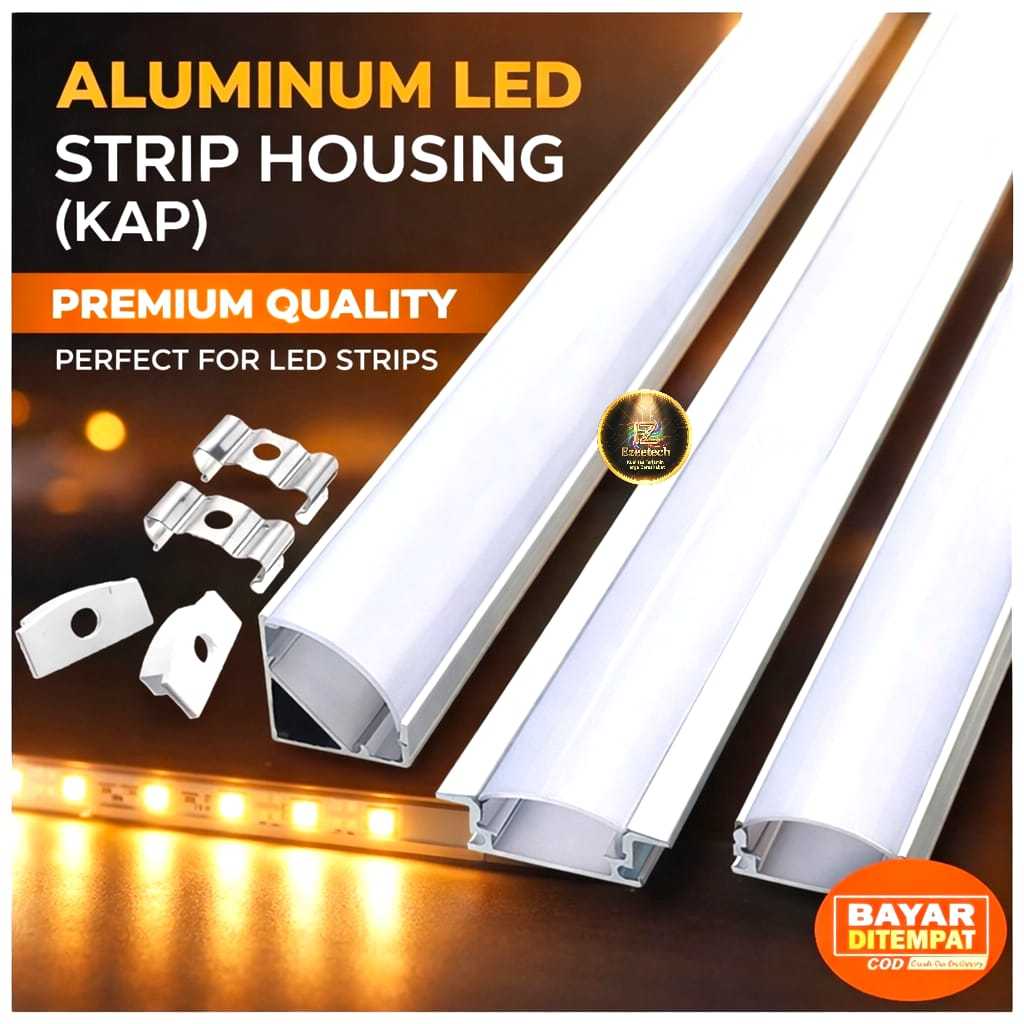 Jual Cover Lampu Led Strip Aluminium Kap Housing Pelindung Led Strip ...