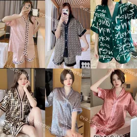 Pendek Setelan Baju Tidur Piyama Wanita Dewasa Satin Premium Lengan Pendek Celana Pendek 003