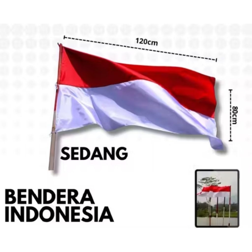 Bendera Merah Putih Bahan Premium | Ukuran 120cm x 80cm | Dekorasi HUT RI