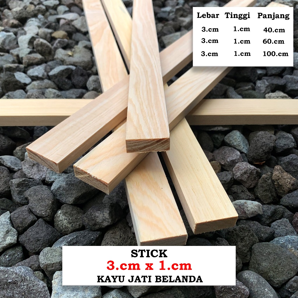 Jual Stick Kayu list Kayu pinus jati belanda ukuran 3.cm x 1.cm bahan ...