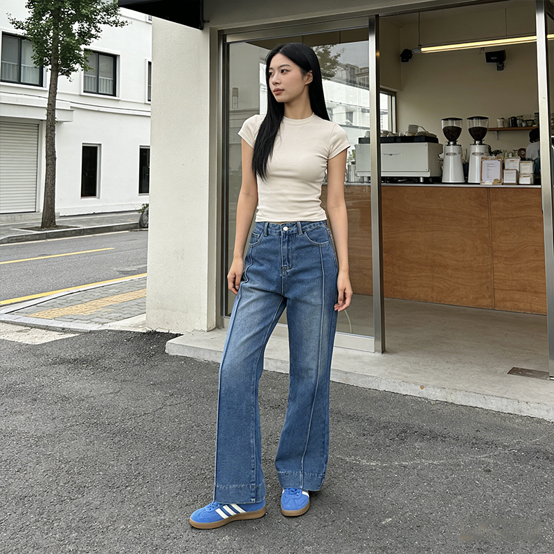 Ulady Longgar Flared Pants - Desain Kekinian High Waist Celana Lonceng Wanita Celana Jeans Panjang 210 foto 2