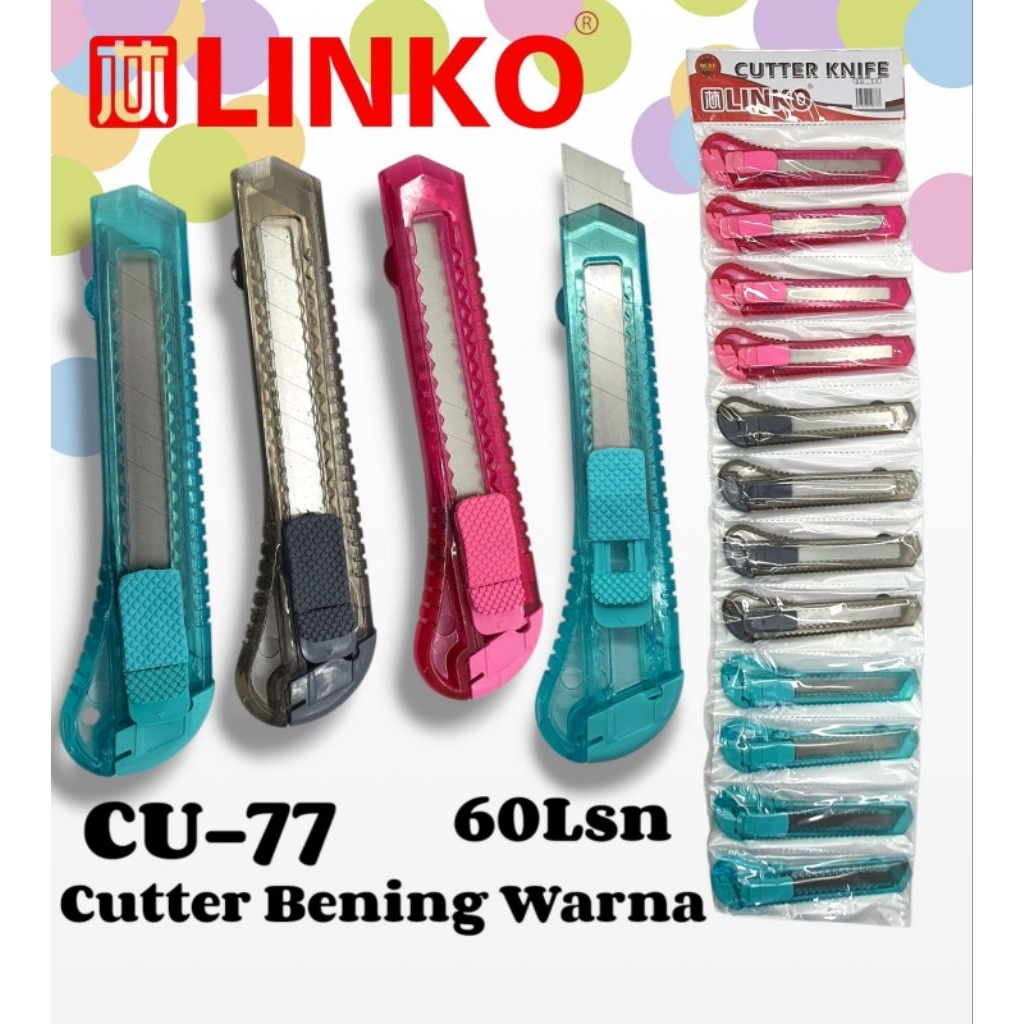 Jual Cutter Besar Renteng | Cutter Transparan LINKO CU-77[1 Renteng ...