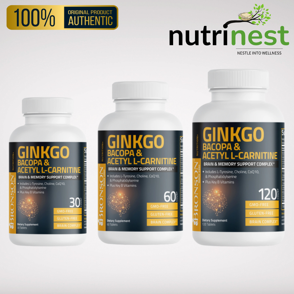 ginkgo biloba l carnitine Ginkgo, Bacopa & Acetyl L-Carnitine – Bronson Vitamins main image 1