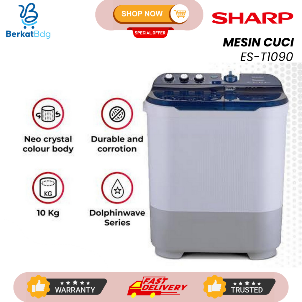 Jual MESIN CUCI 2 TABUNG SHARP EST 1090 10 KG / EST 1070 9KG NEW ...