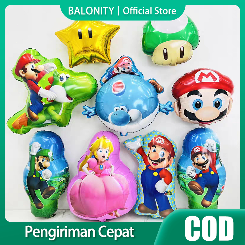Jual Balon Foil JUMBO Mario Luigi / BULAT Super Mario Bross / Yoshi ...