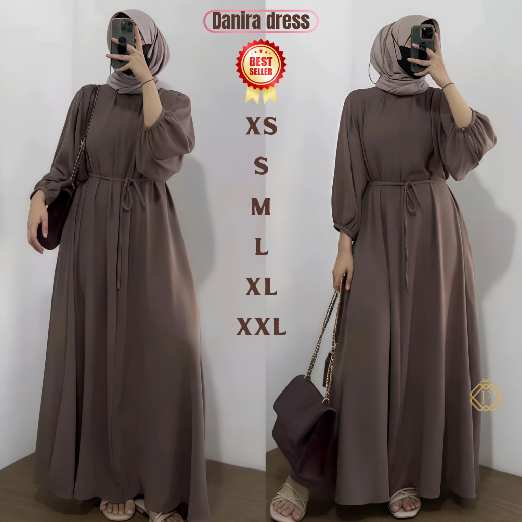 Danira Dress Gamis  Size XS S M L XL XXL Bahan Cringkle Airflow, Adem,Nyaman ,dan Mudah Dipakai