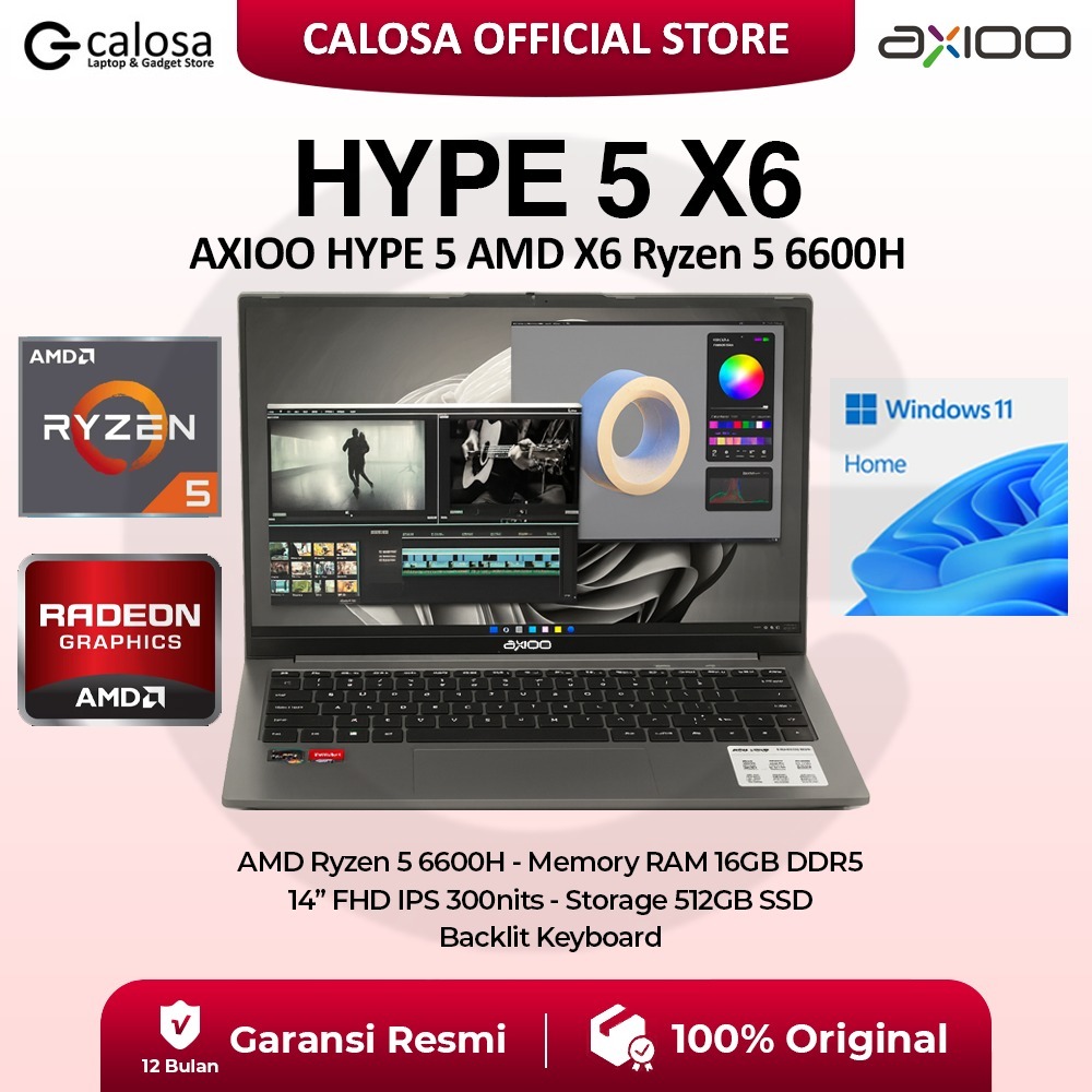 Jual AXIOO HYPE 5 AMD X6 RYZEN 5 6600H RAM 16GB SSD 512GB 