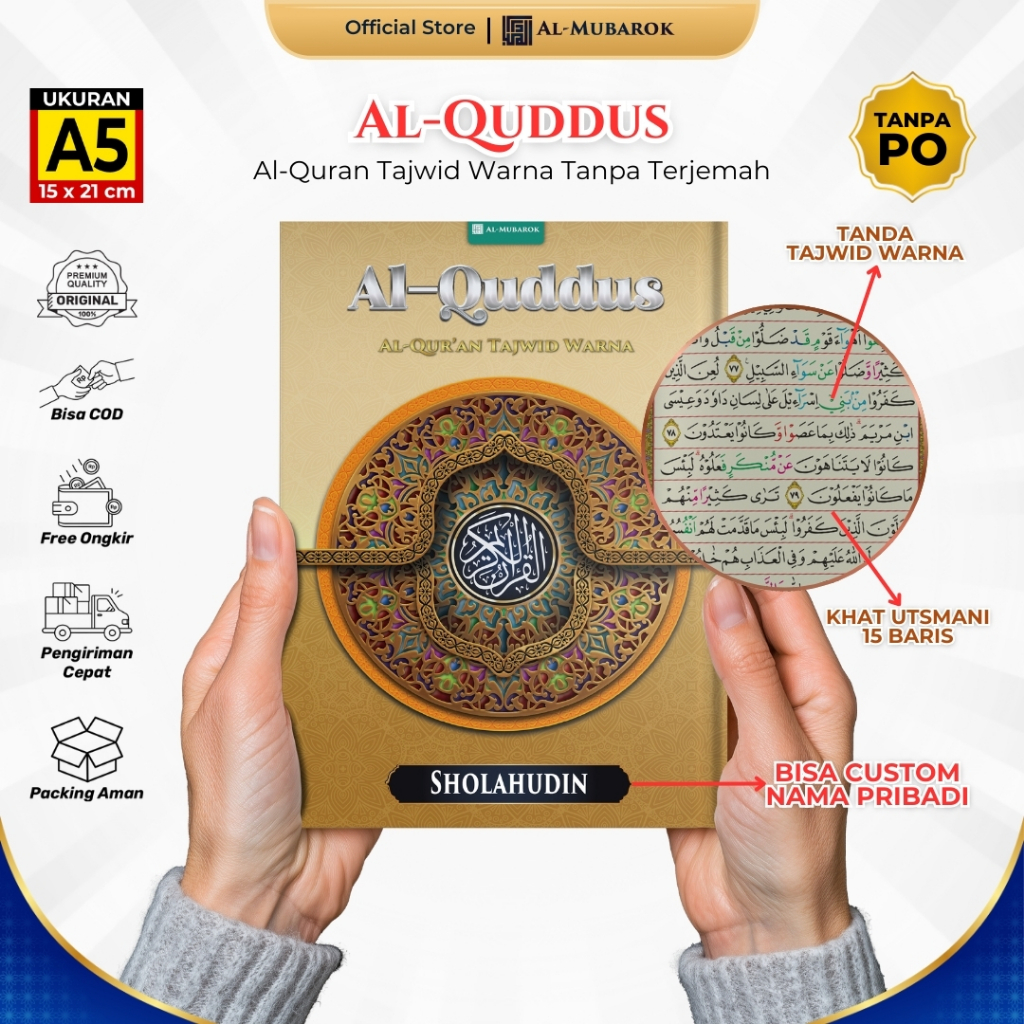 Jual Mushaf Al-Qur'an Custom Nama Al Quddus A5 Tajwid Warna Non ...