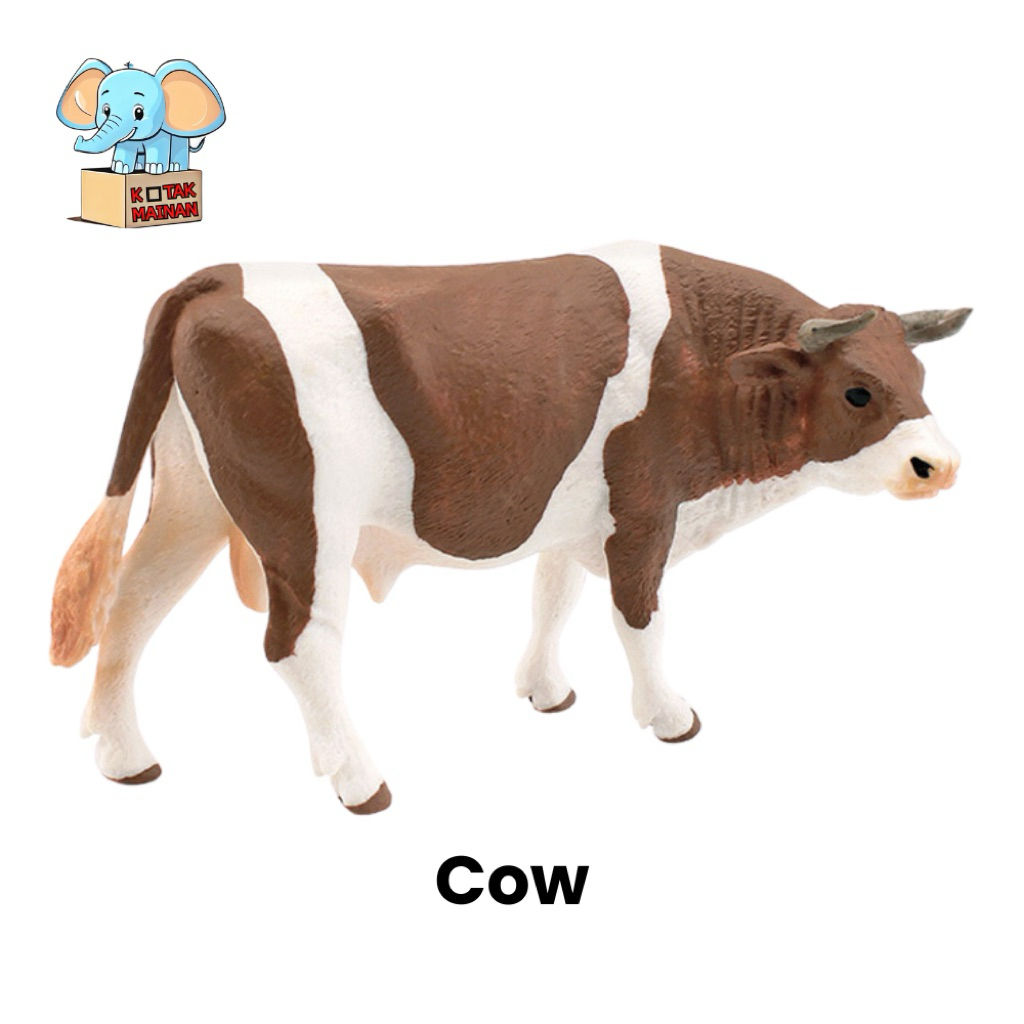 Jual Miniatur Figur Hewan Sapi Coklat Bahan PVC Padat Realistic Animal ...