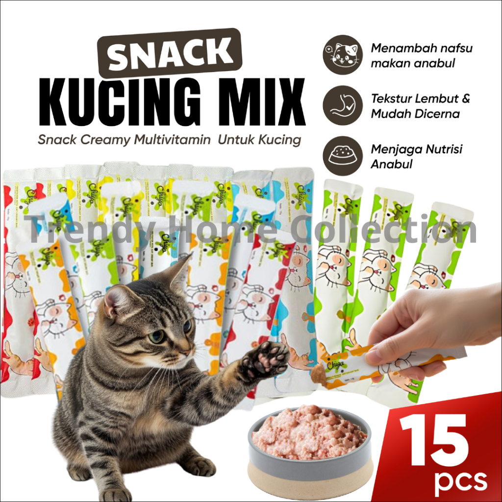 Jual Snack Kucing Creamy Mix Isi 15PCS/Wet Food Treat Kitten Adult ...