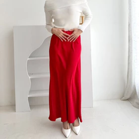 Mafia Sateen Silk Skirt Rok Midi Bahan Satin Silk