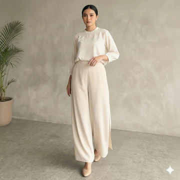 DEMA JEHA Kulot Wanita High Waist Flowy Ceruty Babydoll Premium Standar Jumbo Celana Panjang