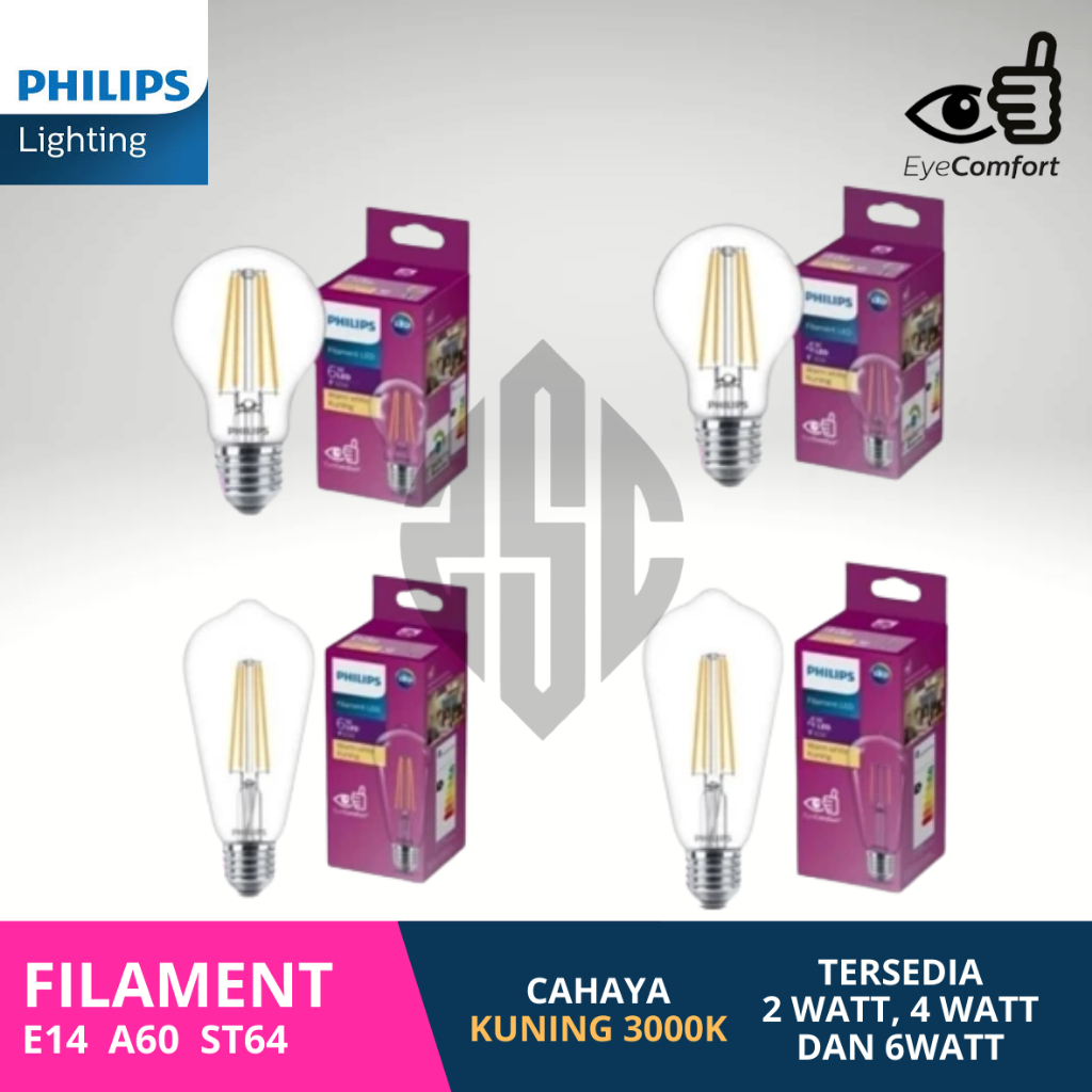 Jual PHILIPS LAMPU HIAS FILAMENT CANDLE LAMPU LILIN 2W 4W 6W FITTING ...