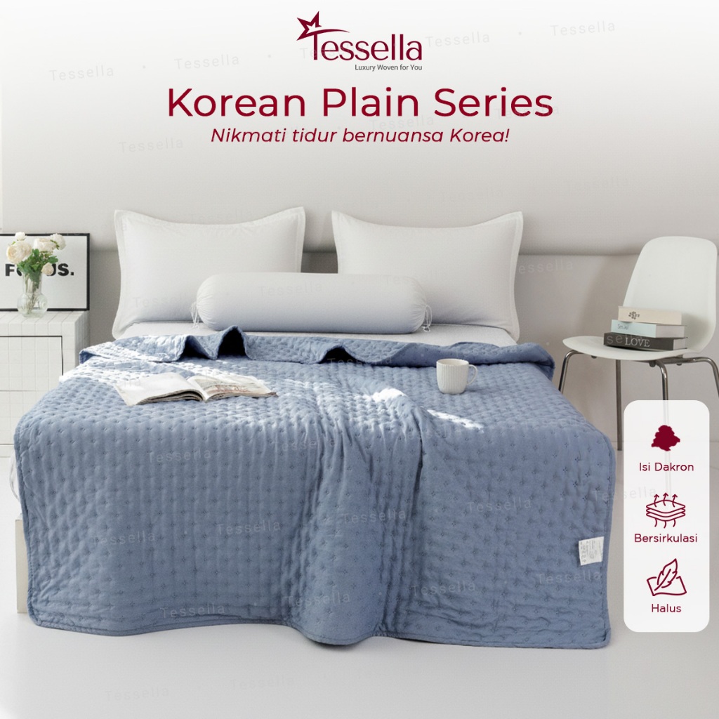 Jual Tessella - Bedcover Polos Korea – Korean Plain Series Lembut Adem ...