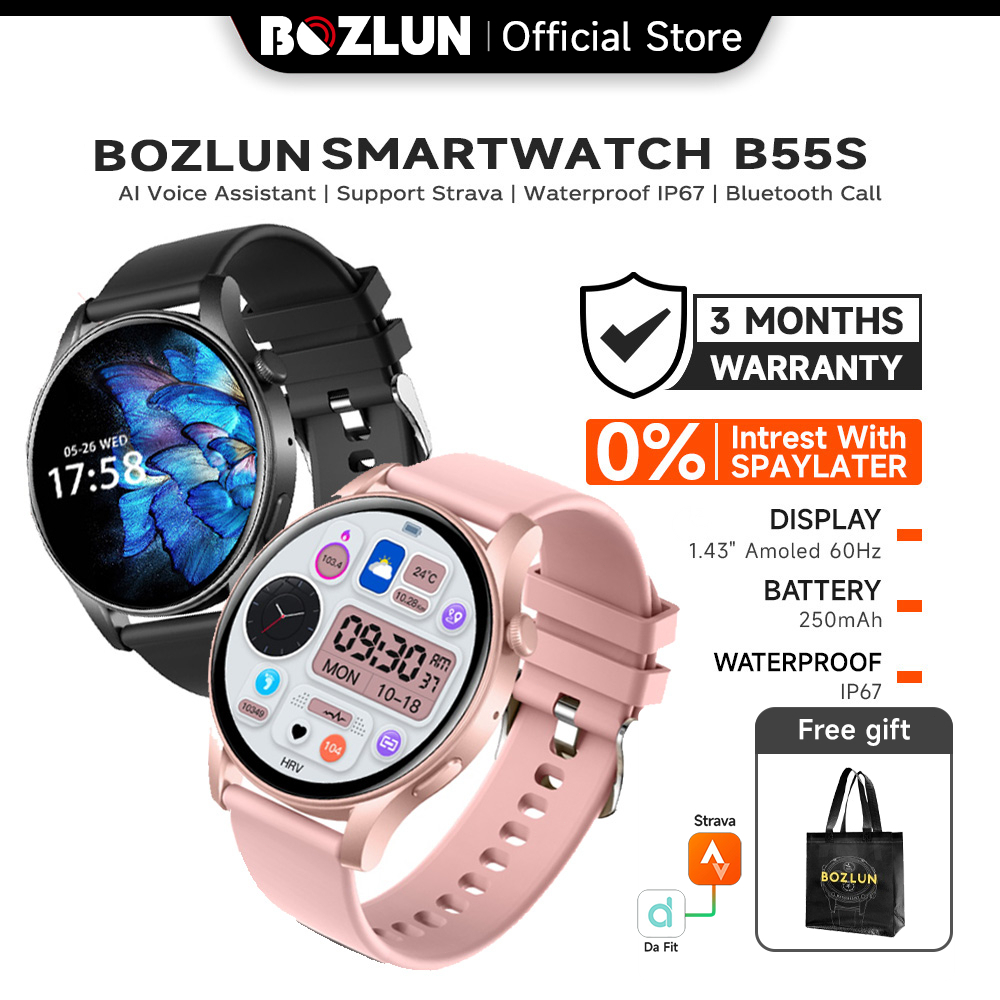 SKMEI X BOZLUN B55S Smartwatch Amoled 60Hz IP67 Tahan Air Jam Tangan Pria | Tahan Air Bluetooth Call | Sleep Monitor | Heart Rate Tracking Jam Wanita