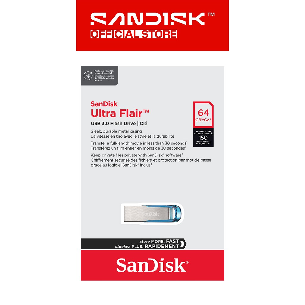 SANDISK CZ73 Ultra Flair 64GB Blue / Biru USB 3.0 (Up to 150MB/s) - Flashdisk (3)