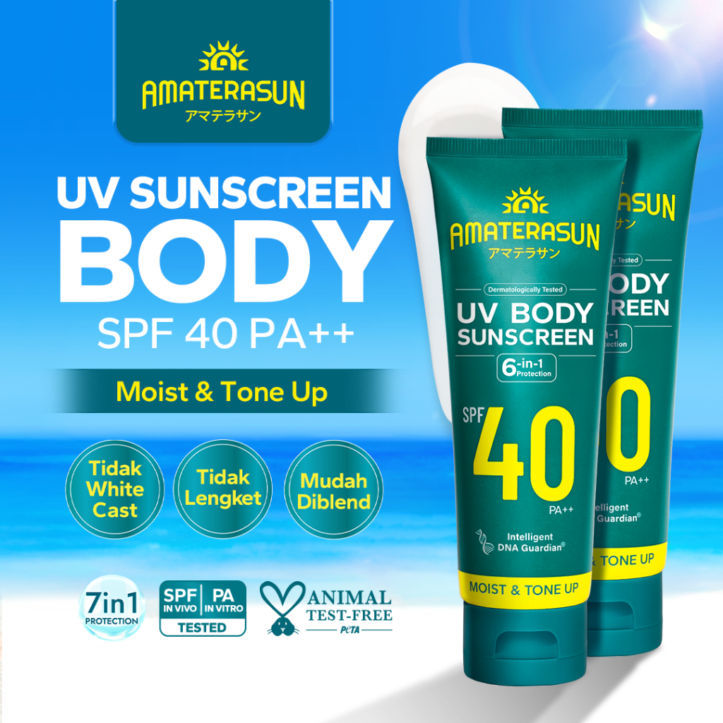 AMATERASUN UV Body Sunscreen SPF 40 PA++ Bundle 2 PCS [REAL SPF Certified] - Sunscreen Badan, Body Sunscreen, Sunblock Badan, Daily UV Protection, Perlindungan Sinar UV Untuk Kulit Tubuh