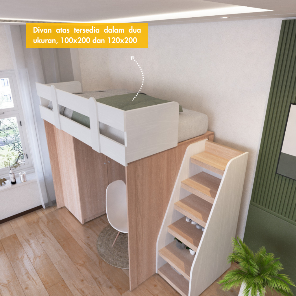 Jual IDEA Nevada - Set Kamar Tidur Kayu Divan 100 120 Tingkat Meja Rak ...