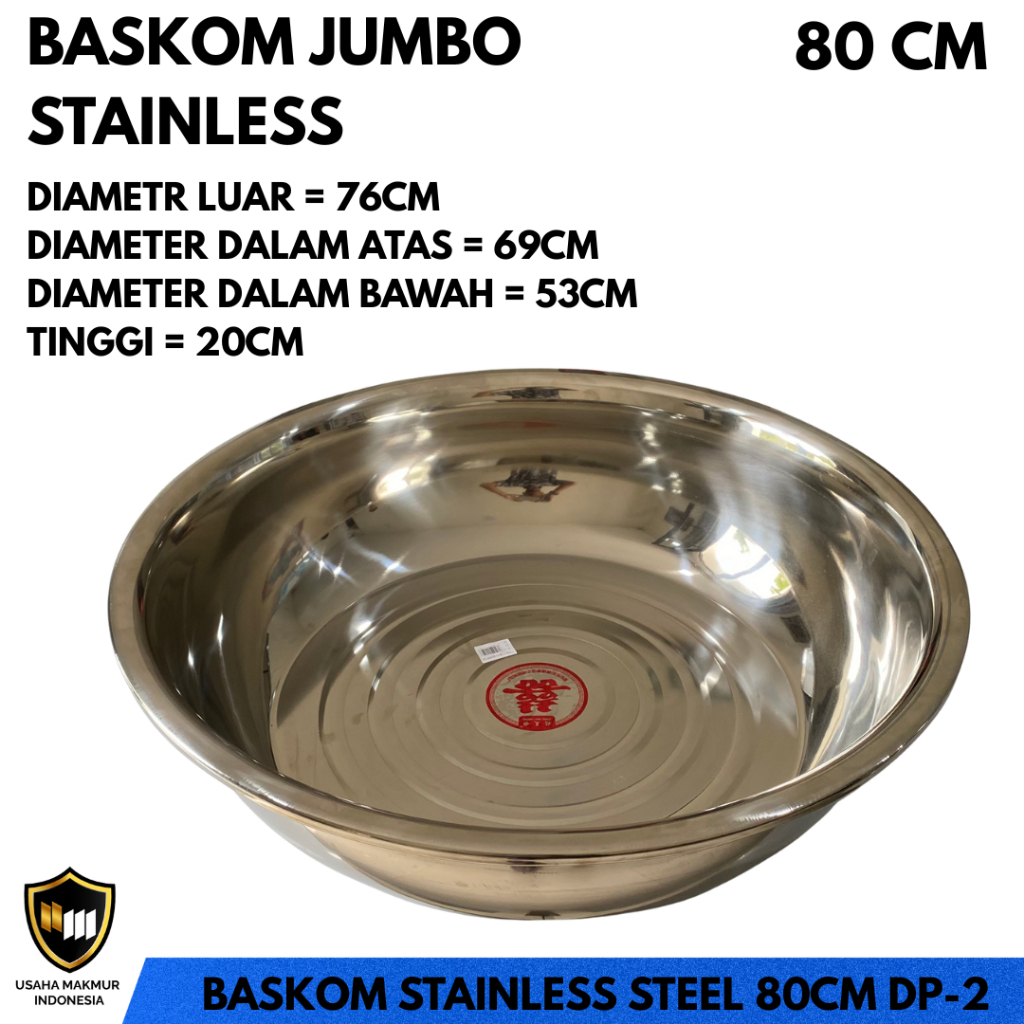Jual Mangkok Stainless Bakom Stainless 80cm Wadah Mkanan Baskon Jumbo ...