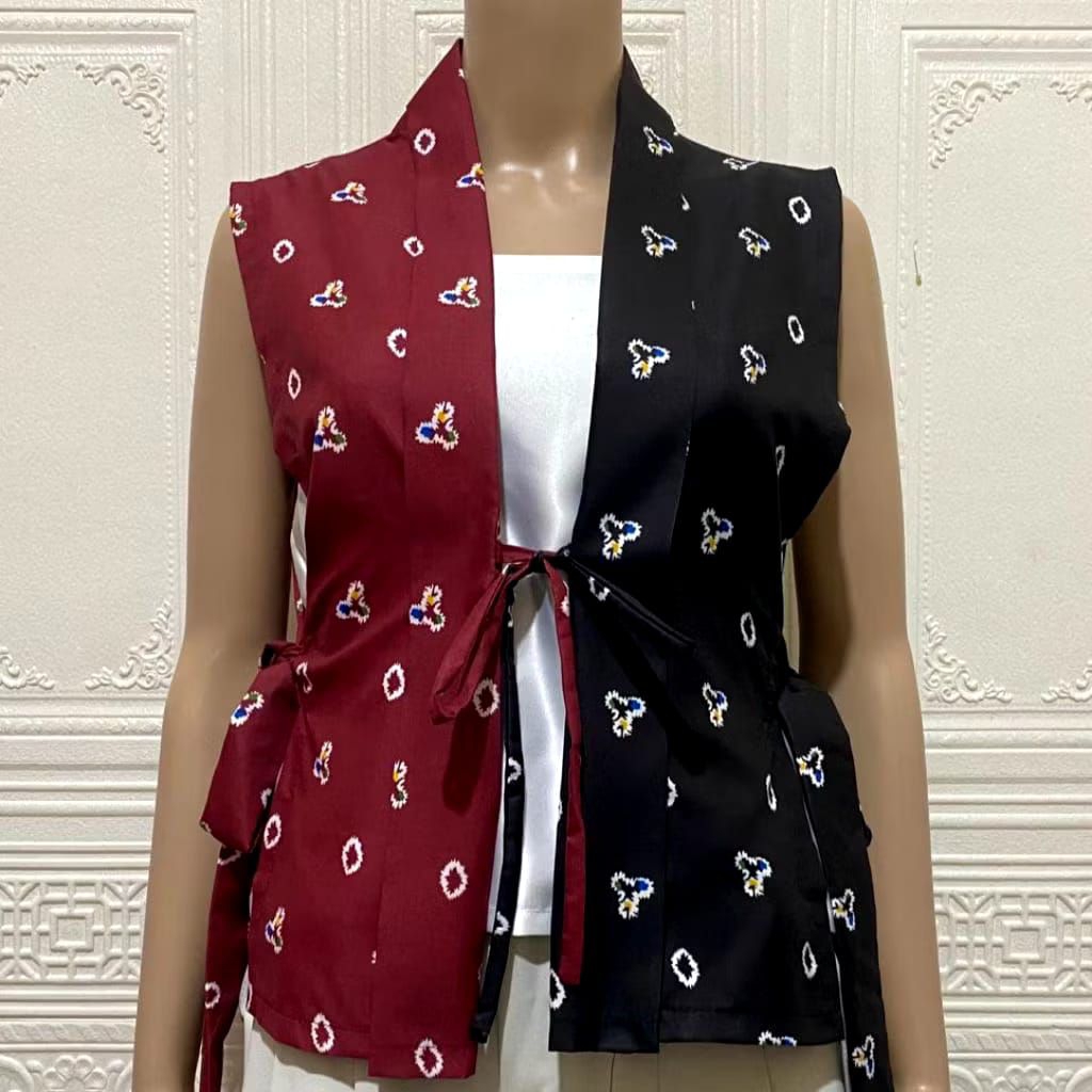 Jual Ella Vest / Batik etnik rompi / vest tenun | Shopee Indonesia