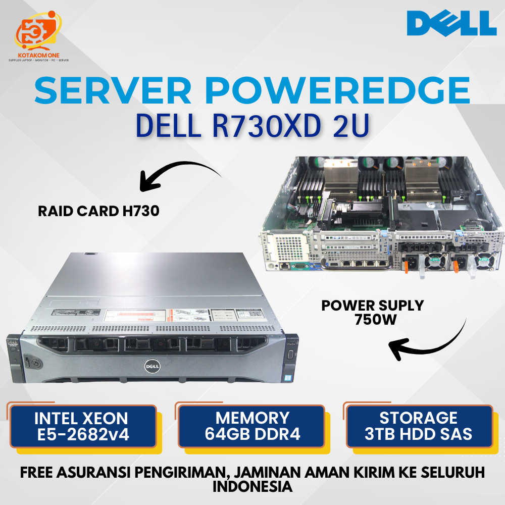 Jual SERVER DELL POWEREDGE R730XD 2U Dual Proc Intel Xeon E5