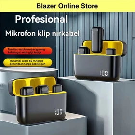 Blazer K6 Wireless Microphone Clip On Mic Lavalier Microphone Wireless Plug Play Dengan LED
