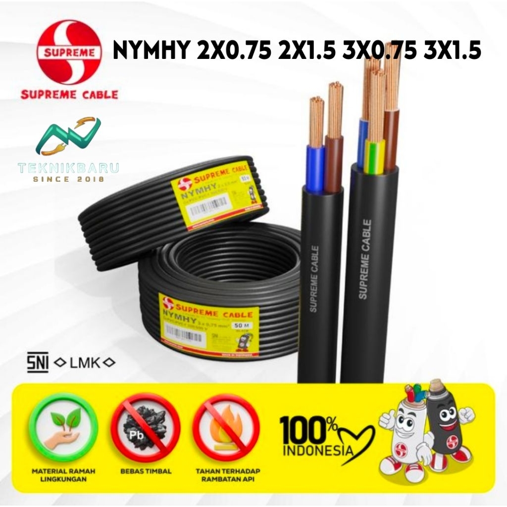 Jual Kabel Listrik NYMHY Supreme Cable Serabut Tembaga Murni SNI LMK ...