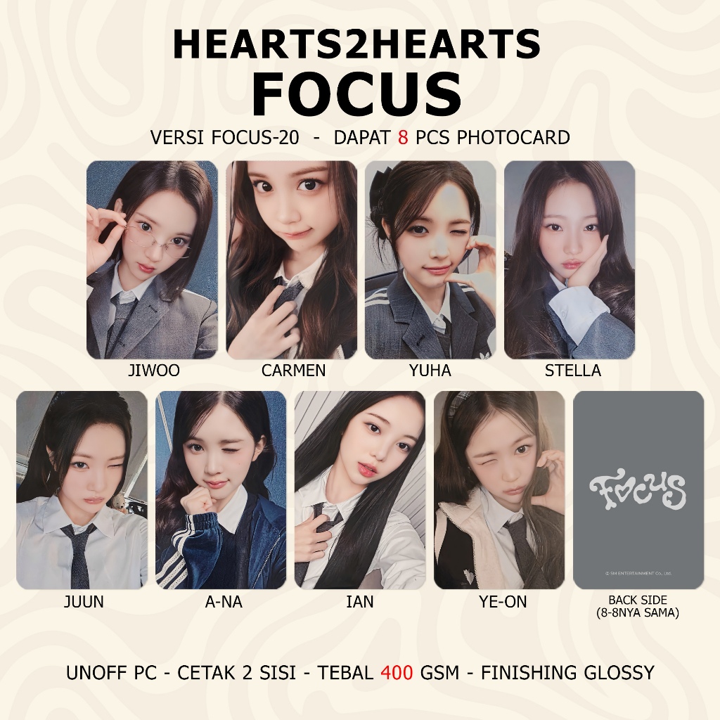 Jual (DAPAT 8 PCS) Photocard H2H FOCUS HEARTS2HEARTS Unofficial PC