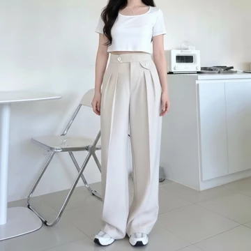 GF Celana Kulot Wanita Loose Pants Highwaist ORO PANTS Variasi Kancing Anti Kusut Bahan Jatuh