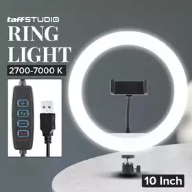 TaffSTUDIO Lampu Ring Light LED 3in1 Color Phone Holder 25.4cm 10W QX 260